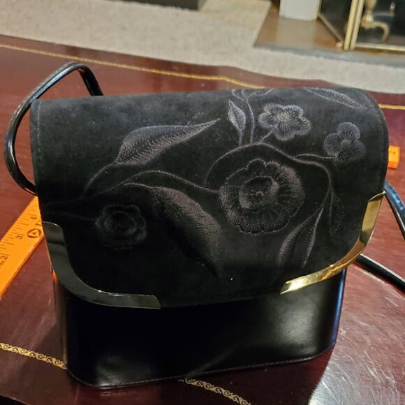 Structured black & gold evening bag - satchel - Picture 2 of 2